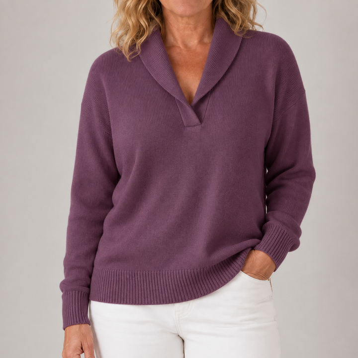 Isabelle | Elegant Shawl Collar Knit Sweater