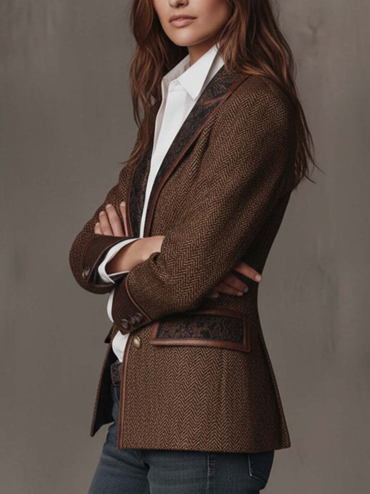 Doris | Herringbone Paisley Lapel Blazer
