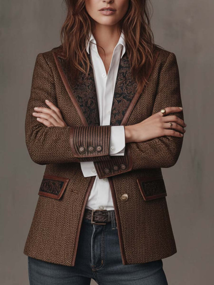Doris | Herringbone Paisley Lapel Blazer