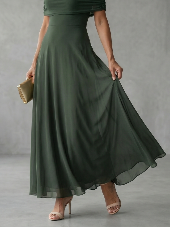 June | Off Shoulder Draped Maxi Dress