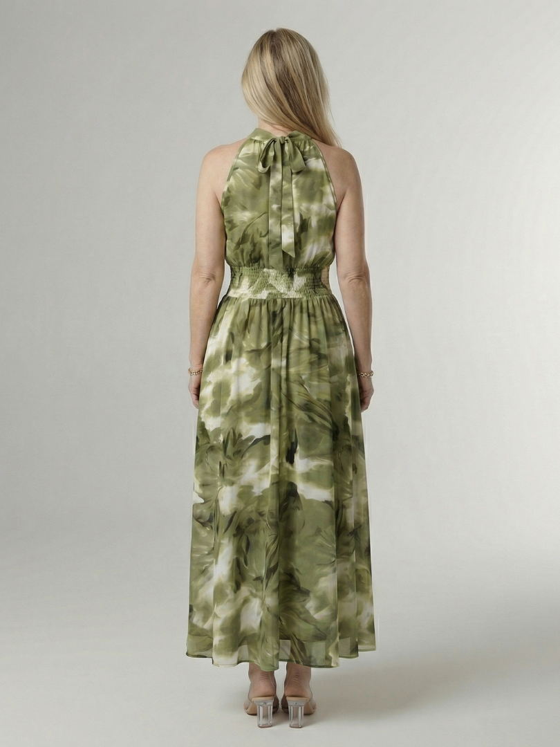 Sylin | Gathered Halter Maxi Dress