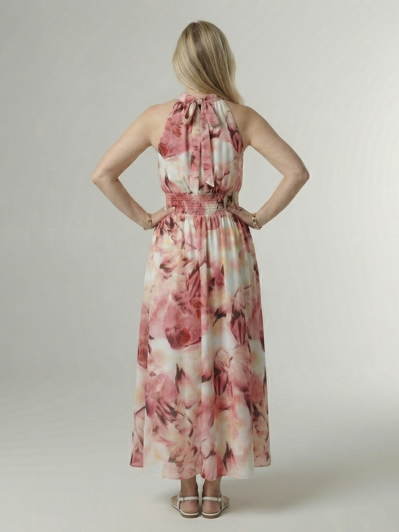 Sylin | Gathered Halter Maxi Dress