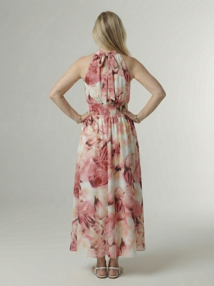 Sylin | Gathered Halter Maxi Dress