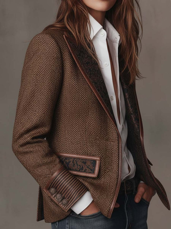 Doris | Herringbone Paisley Lapel Blazer