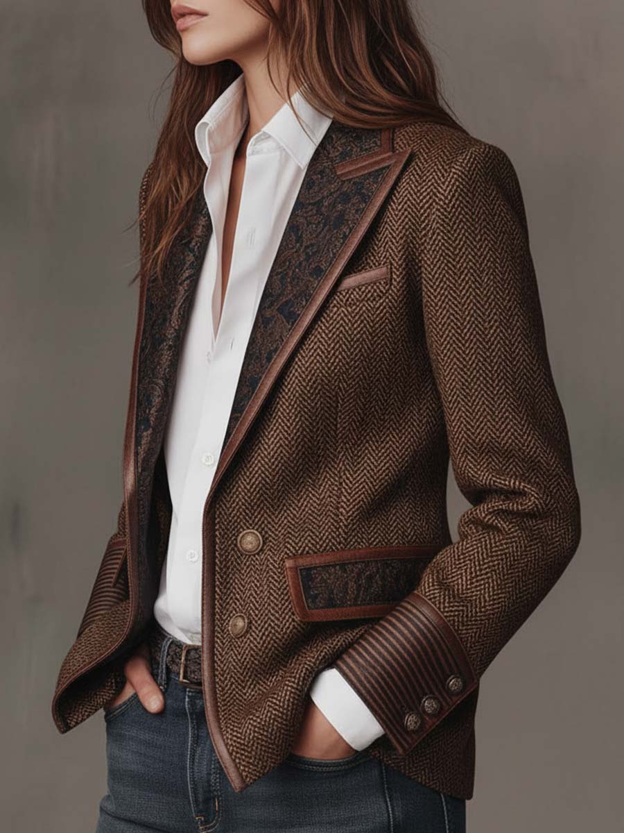 Doris | Herringbone Paisley Lapel Blazer