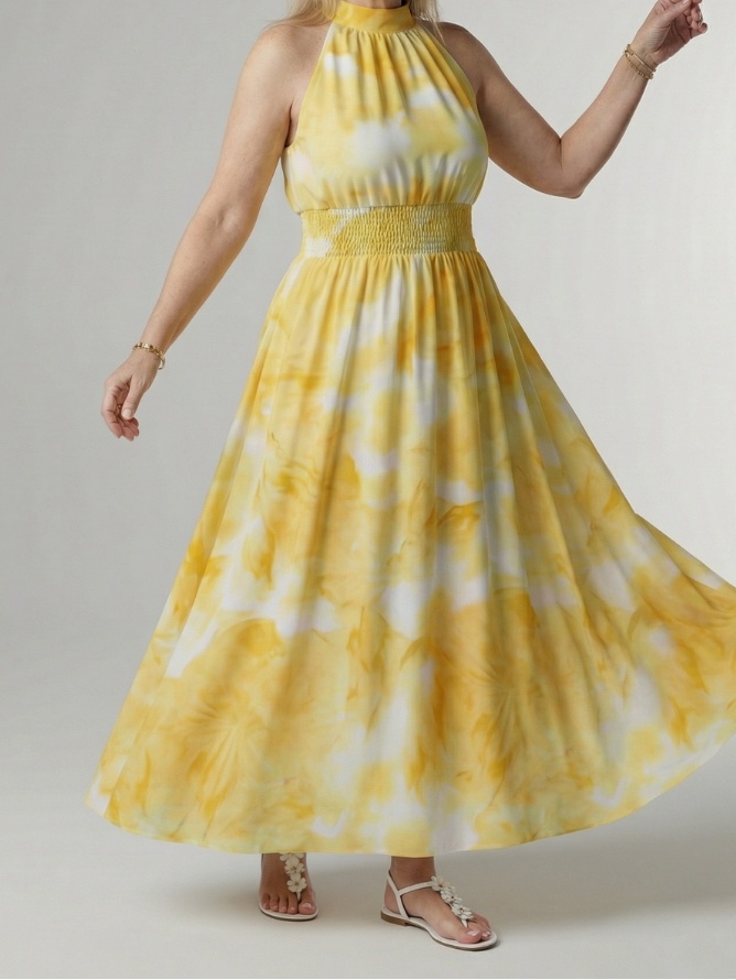 Sylin | Gathered Halter Maxi Dress