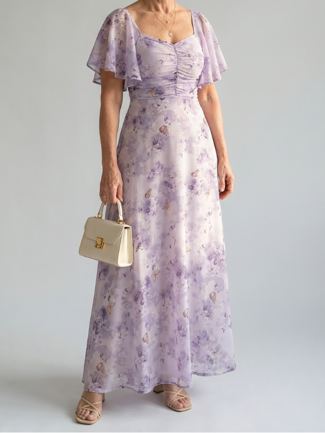 Vaelis |  Flutter Sleeve Maxi Dress