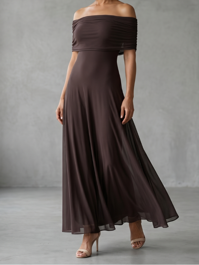 June | Off Shoulder Draped Maxi Dress