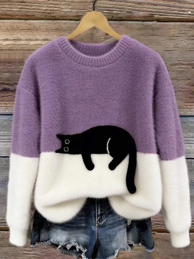 Aileen | Casual Cat Graphic Sweater