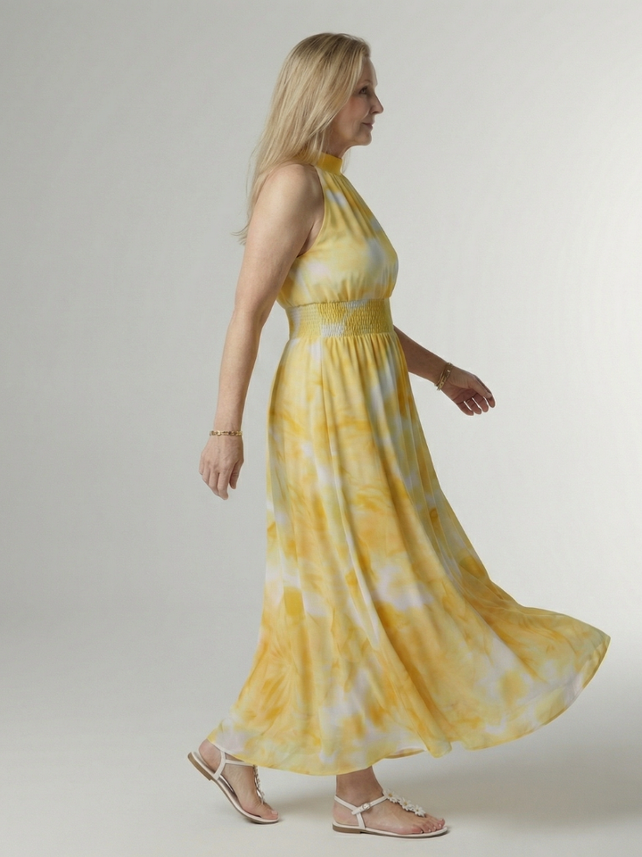 Sylin | Gathered Halter Maxi Dress