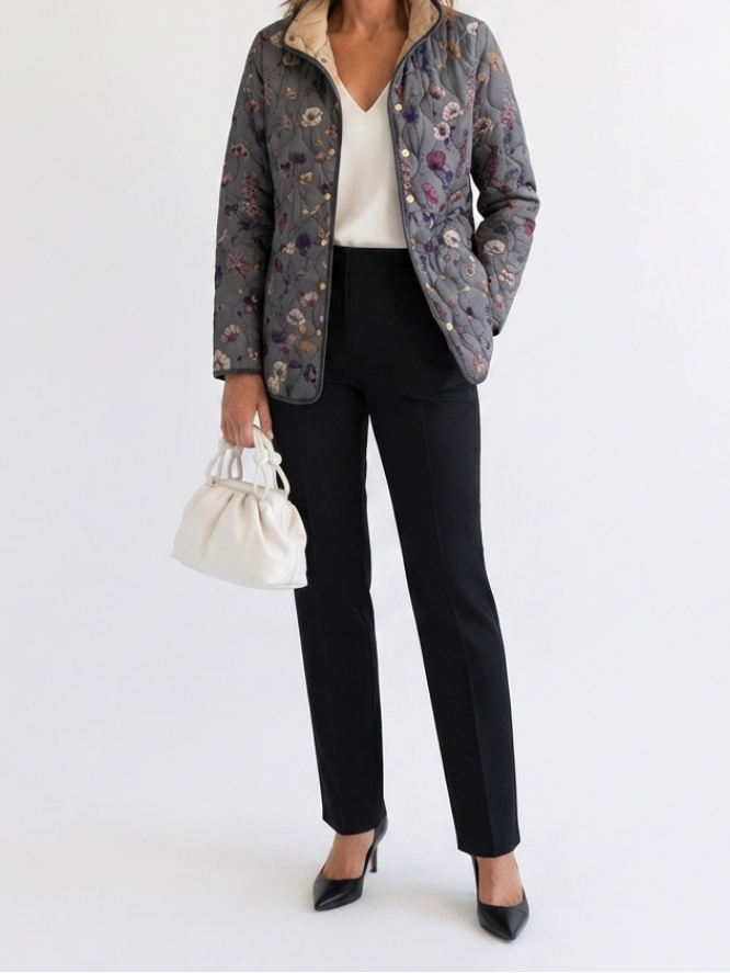 Madison | Floral Print Quilted Jacket