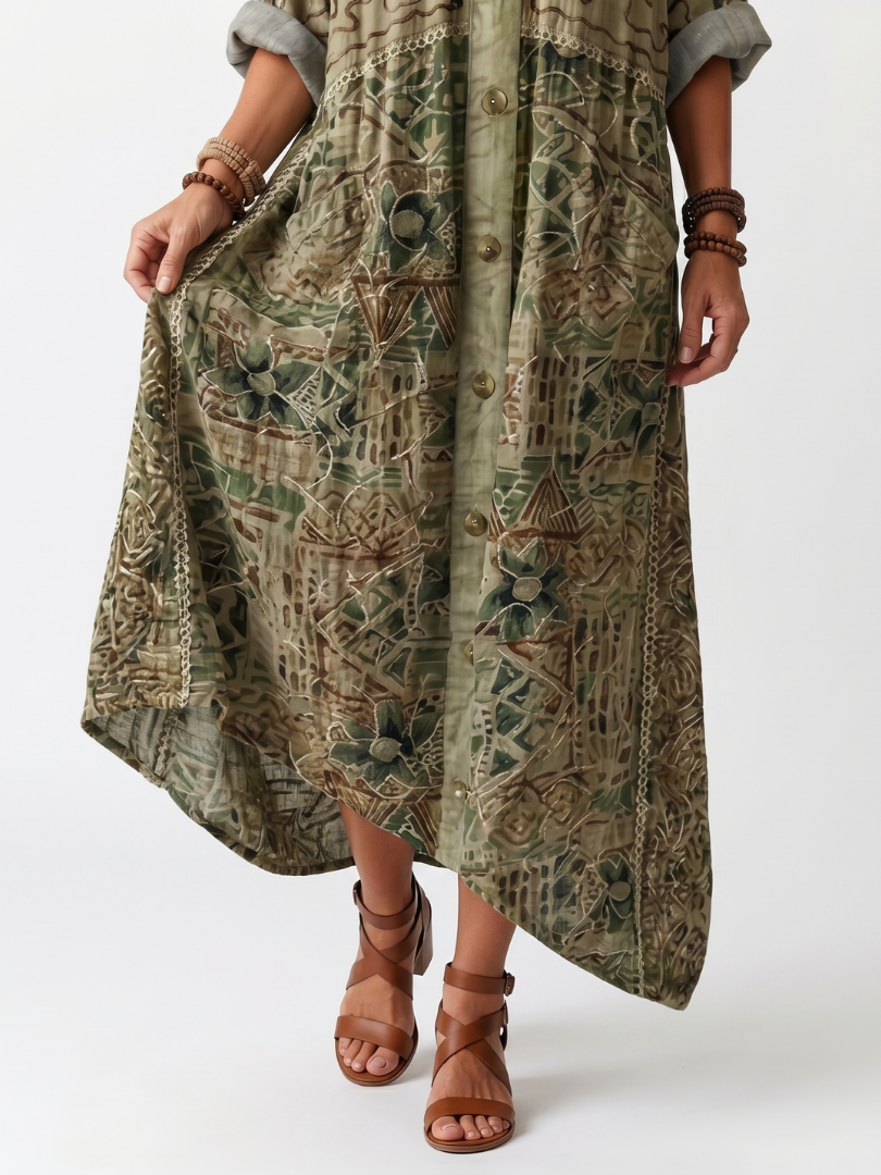 Aleta | Button Front Oversized Pocket Maxi Dress