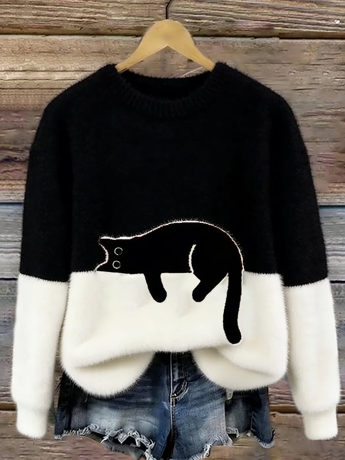 Aileen | Casual Cat Graphic Sweater