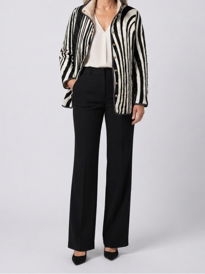 Rosalie | Casual Quilted Geometric Print Jacket