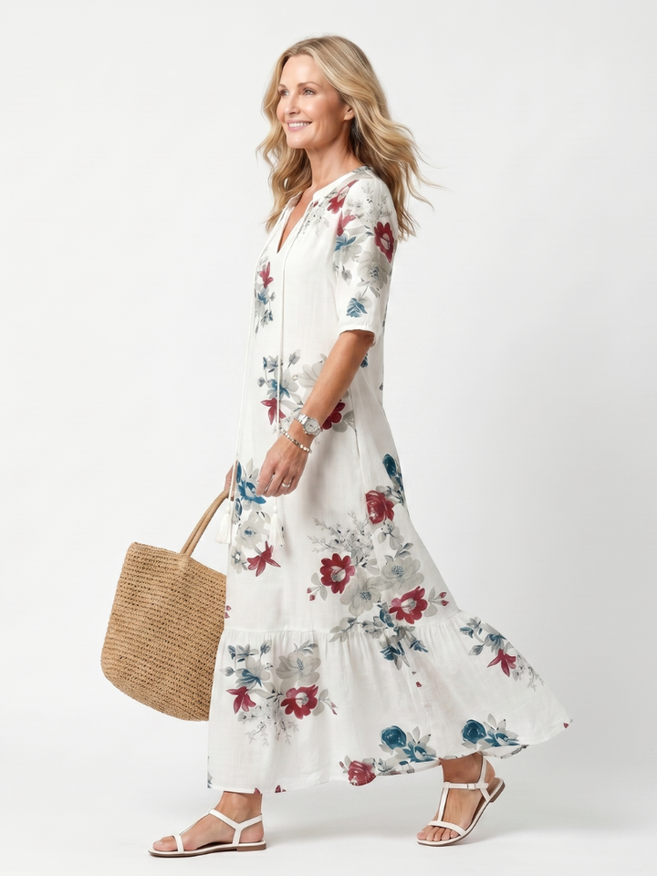 Maeva | Scattered Floral Tassel Tie Maxi Dress