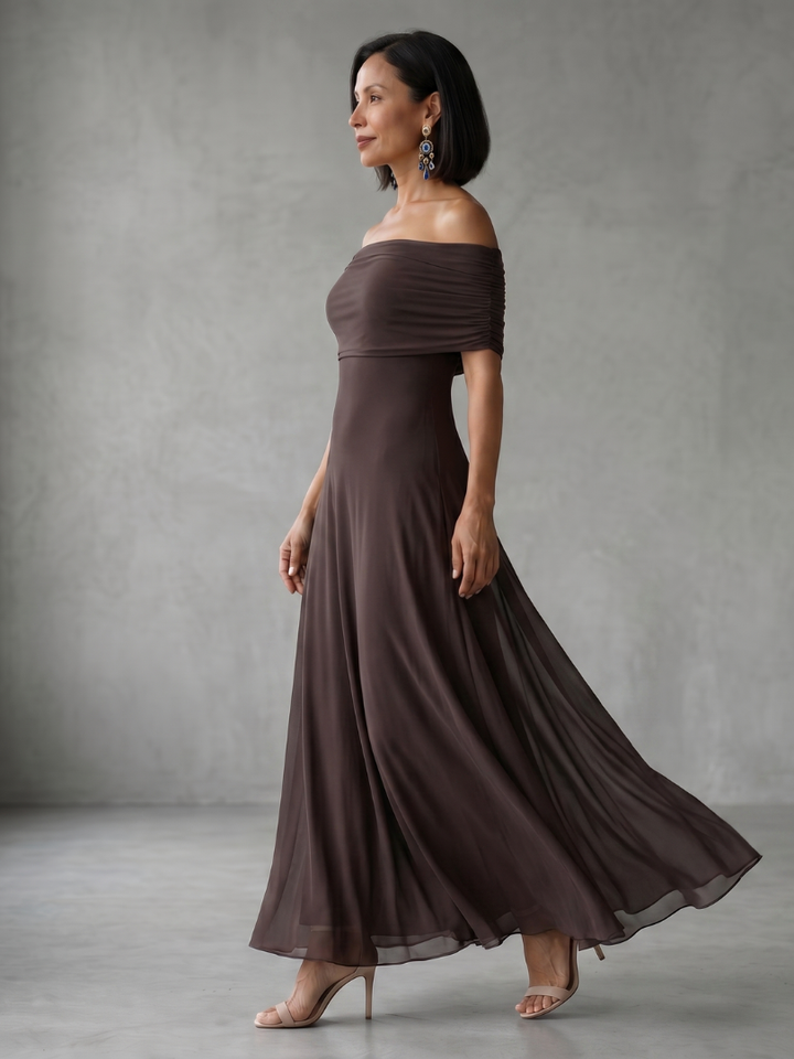 June | Off Shoulder Draped Maxi Dress