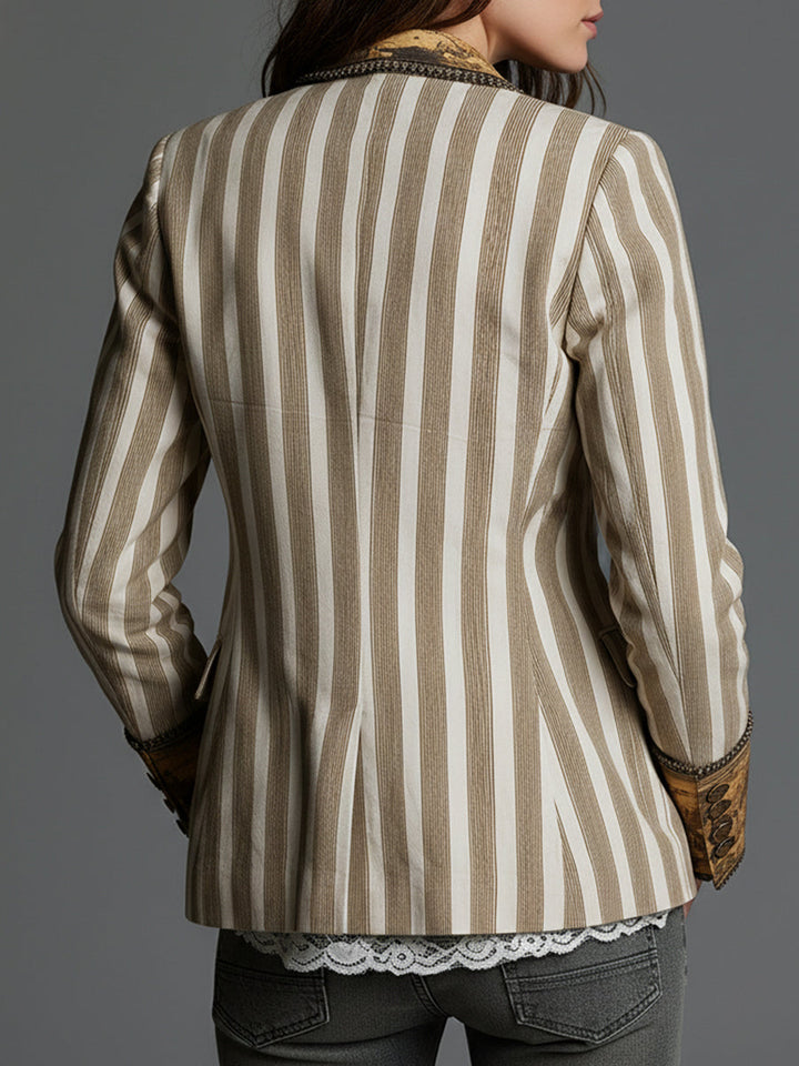 Sondra | Boho Striped Printed Lapel Blazer
