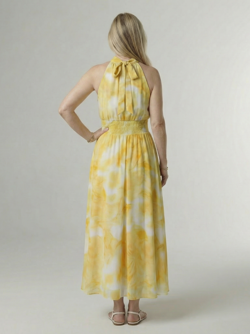Sylin | Gathered Halter Maxi Dress