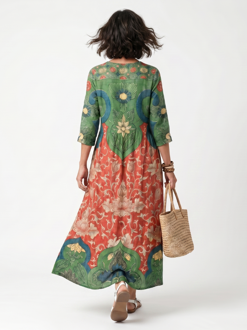 Sloane | Mixed Print V Neck Pocket Maxi Dress