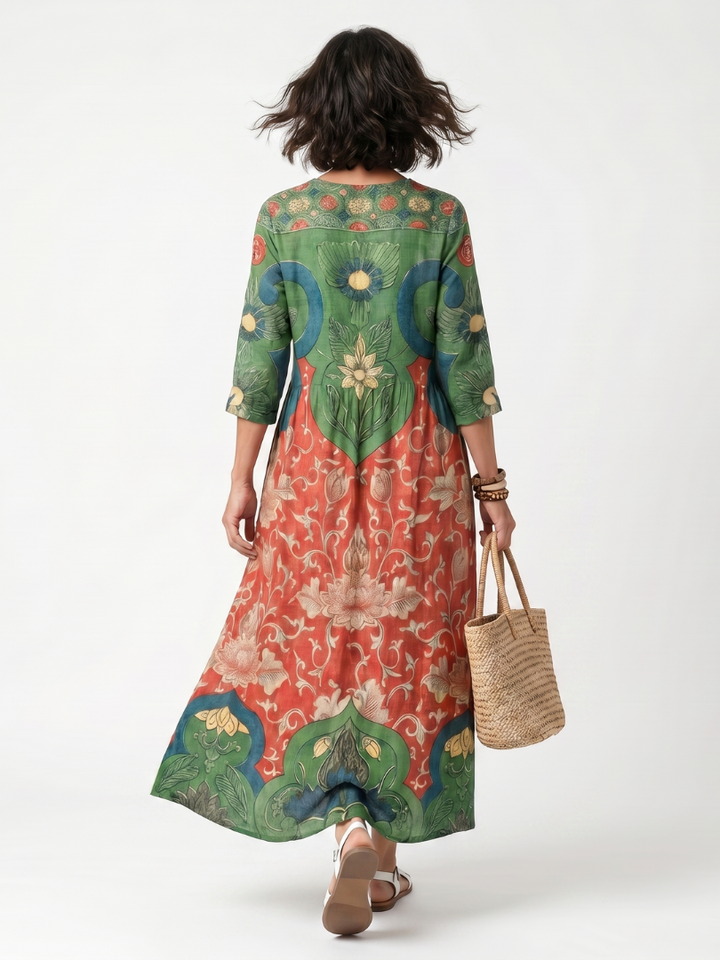 Sloane | Mixed Print V Neck Pocket Maxi Dress