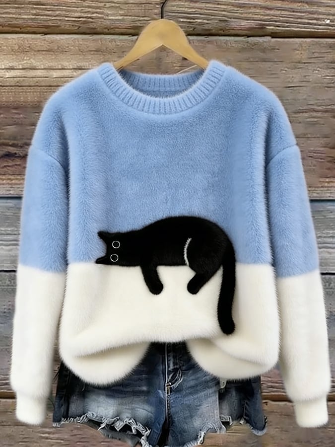 Aileen | Casual Cat Graphic Sweater