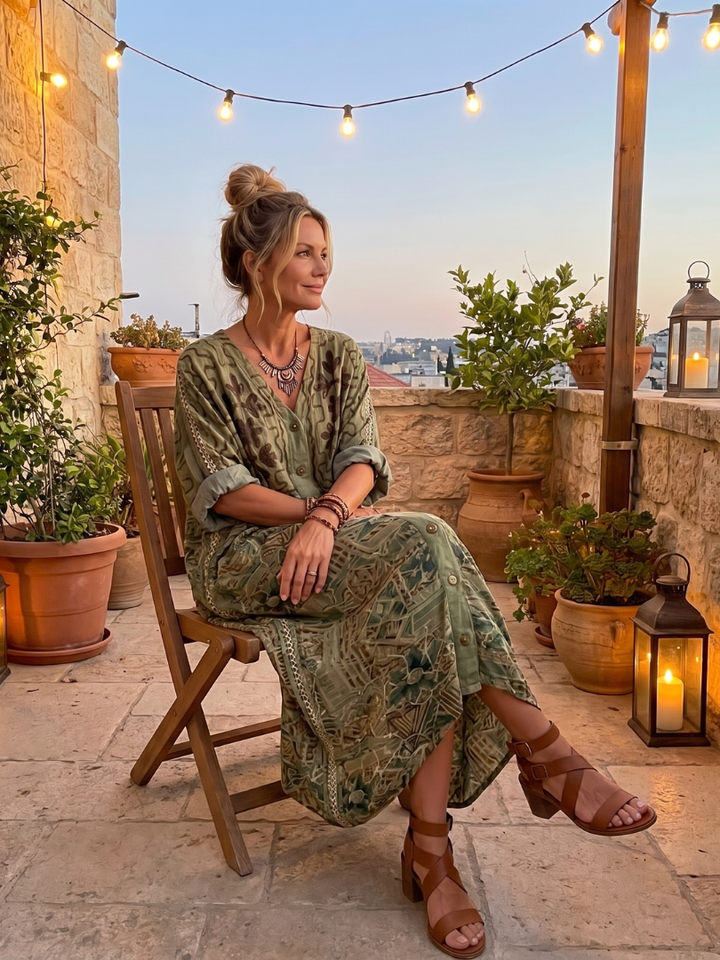 Aleta | Button Front Oversized Pocket Maxi Dress
