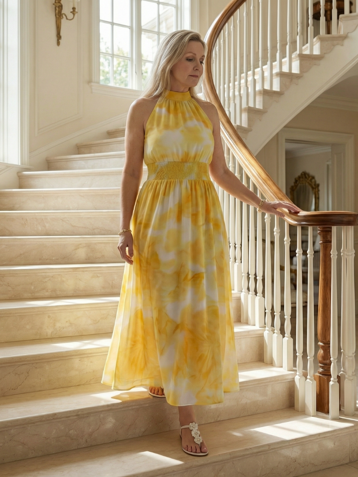 Sylin | Gathered Halter Maxi Dress