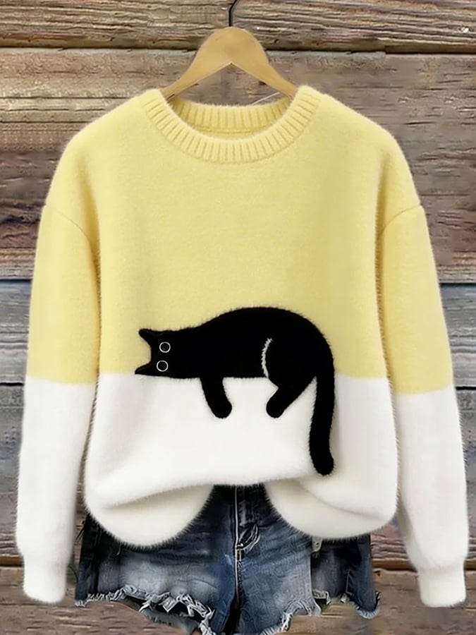 Aileen | Casual Cat Graphic Sweater