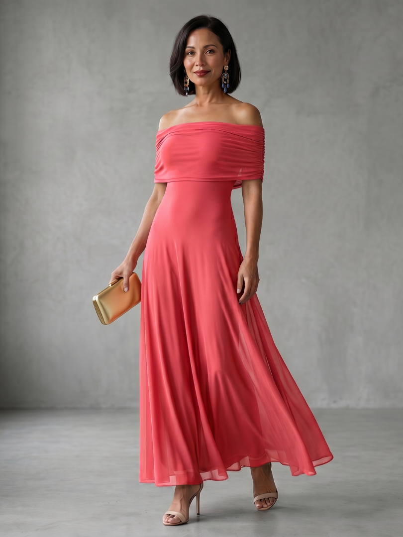 June | Off Shoulder Draped Maxi Dress