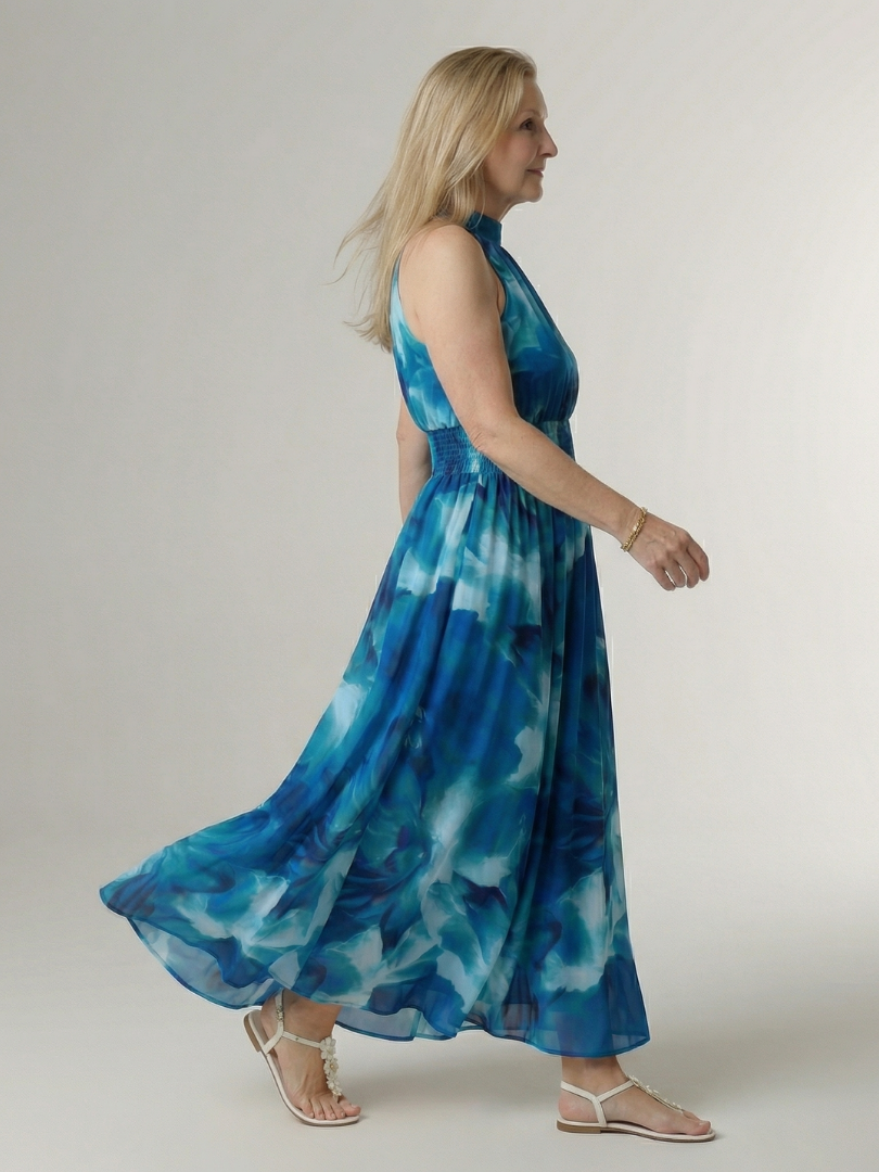 Sylin | Gathered Halter Maxi Dress