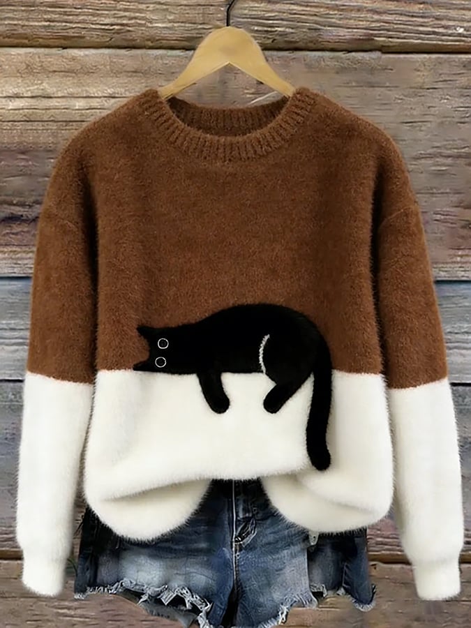 Aileen | Casual Cat Graphic Sweater