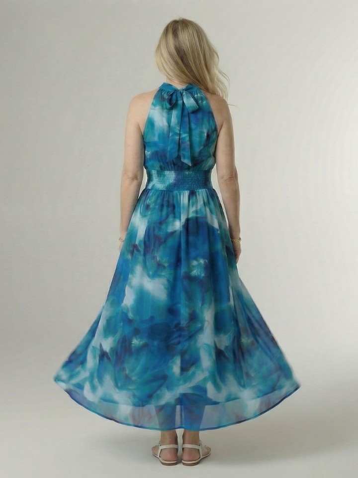 Sylin | Gathered Halter Maxi Dress