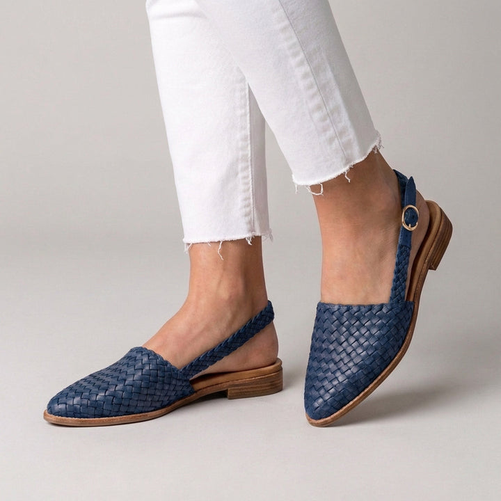 Angela | Elegant Woven Slingback Flats