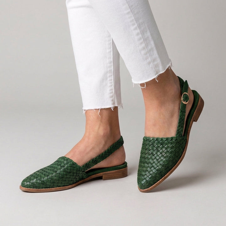 Angela | Elegant Woven Slingback Flats