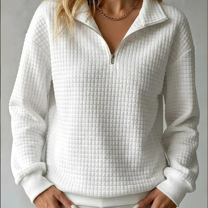 Tina | Quilted Quarter-Zip Sweater
