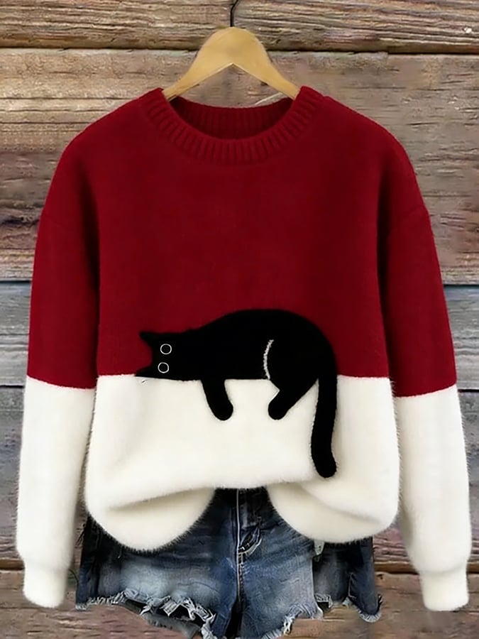 Aileen | Casual Cat Graphic Sweater