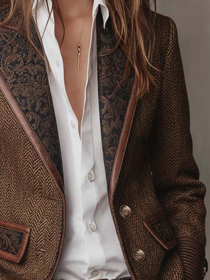 Doris | Herringbone Paisley Lapel Blazer