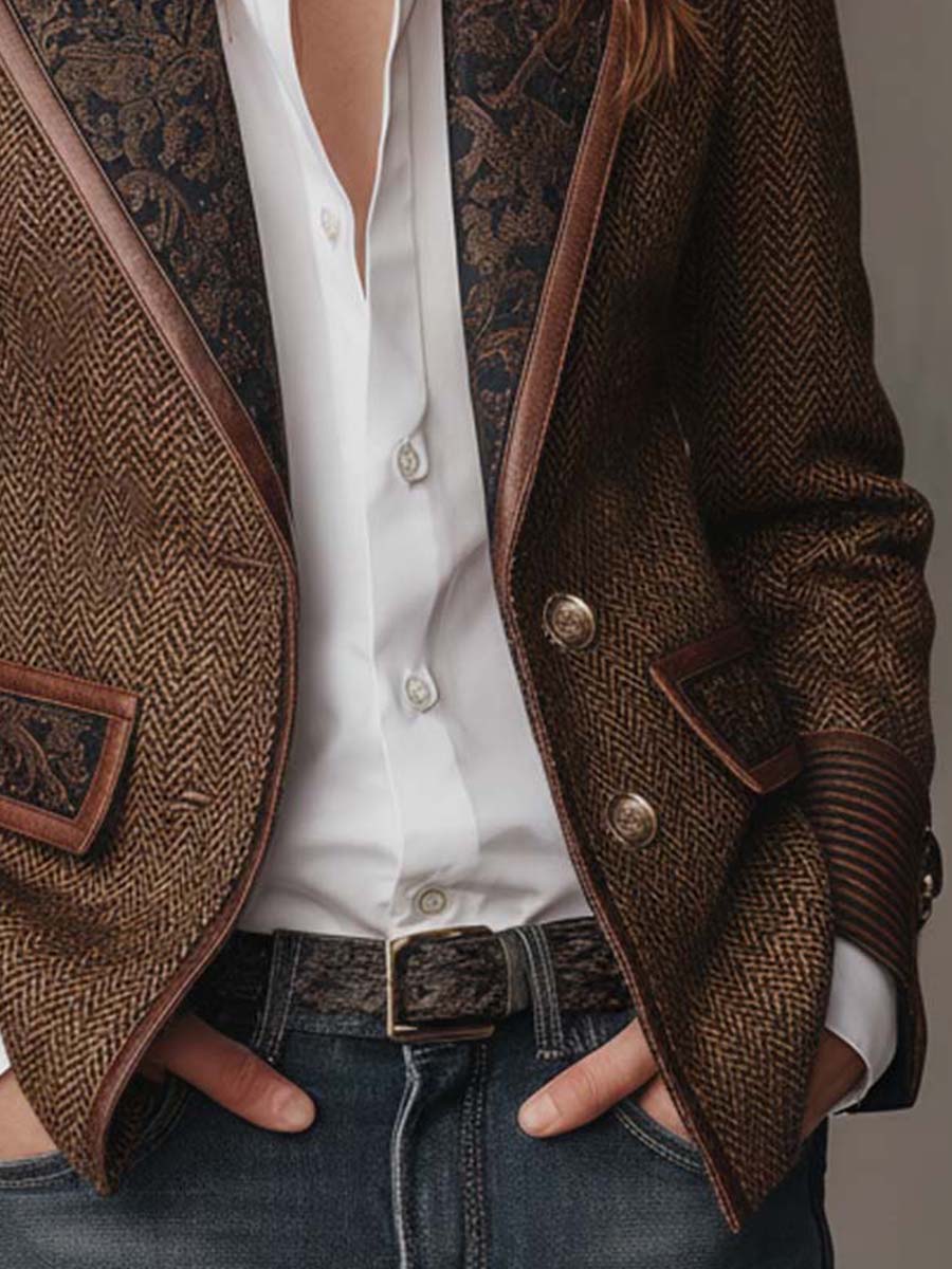 Doris | Herringbone Paisley Lapel Blazer