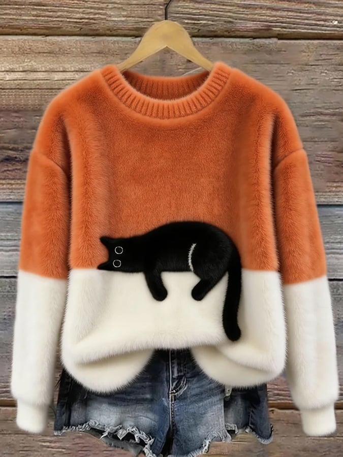 Aileen | Casual Cat Graphic Sweater
