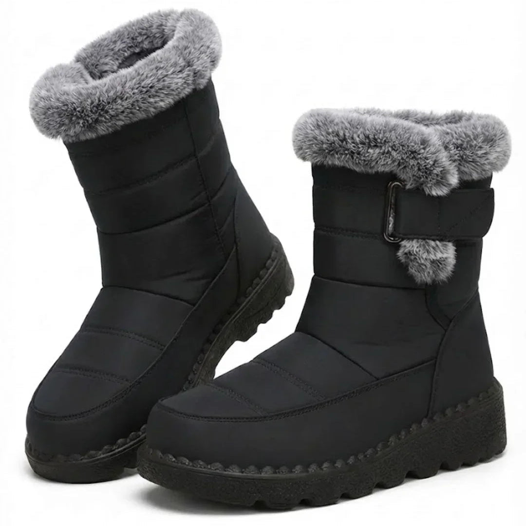 Gail | Women’s Faux Fur Trim Buckle Winter Boots