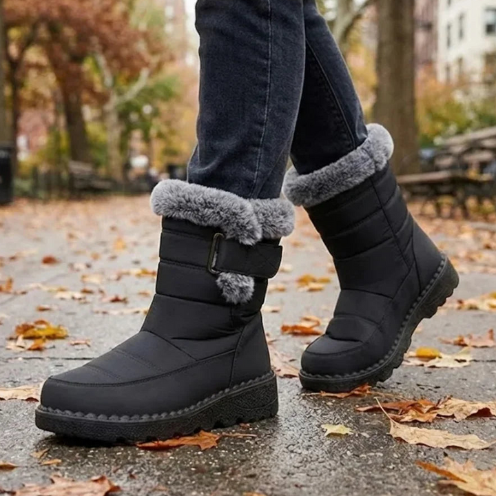 Gail | Women’s Faux Fur Trim Buckle Winter Boots