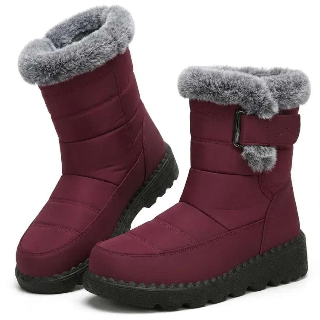 Gail | Women’s Faux Fur Trim Buckle Winter Boots