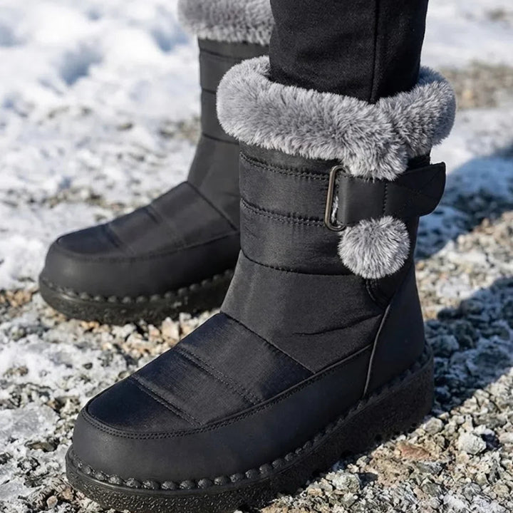 Gail | Women’s Faux Fur Trim Buckle Winter Boots