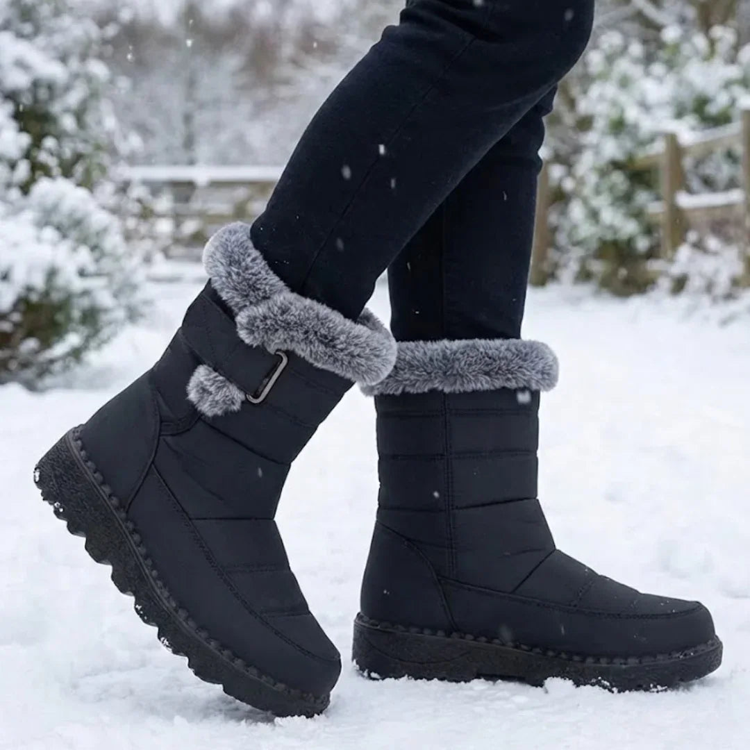 Gail | Women’s Faux Fur Trim Buckle Winter Boots