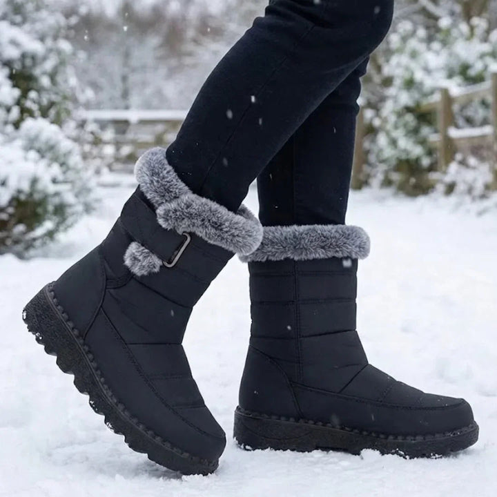 Gail | Women’s Faux Fur Trim Buckle Winter Boots