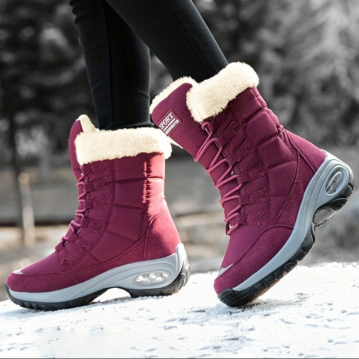 Kris | Women’s Faux Fur Cuff Lace-Up Mid-Calf Snow Boots