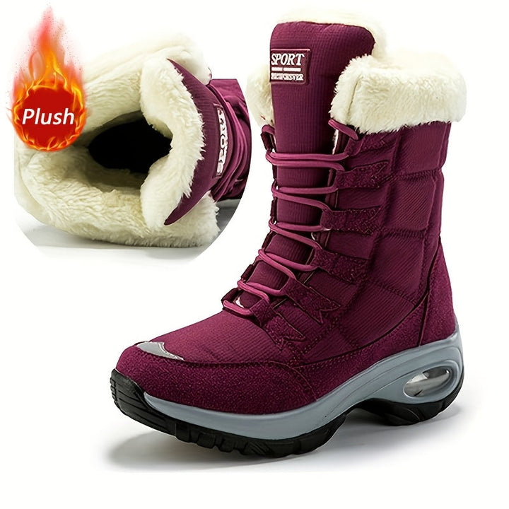 Kris | Women’s Faux Fur Cuff Lace-Up Mid-Calf Snow Boots