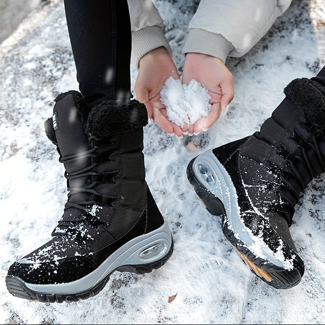 Kris | Women’s Faux Fur Cuff Lace-Up Mid-Calf Snow Boots