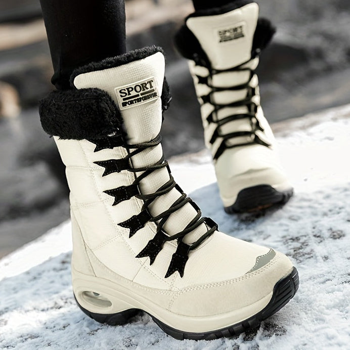 Kris | Women’s Faux Fur Cuff Lace-Up Mid-Calf Snow Boots