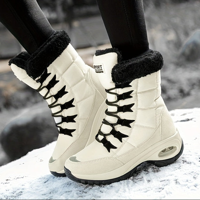 Kris | Women’s Faux Fur Cuff Lace-Up Mid-Calf Snow Boots